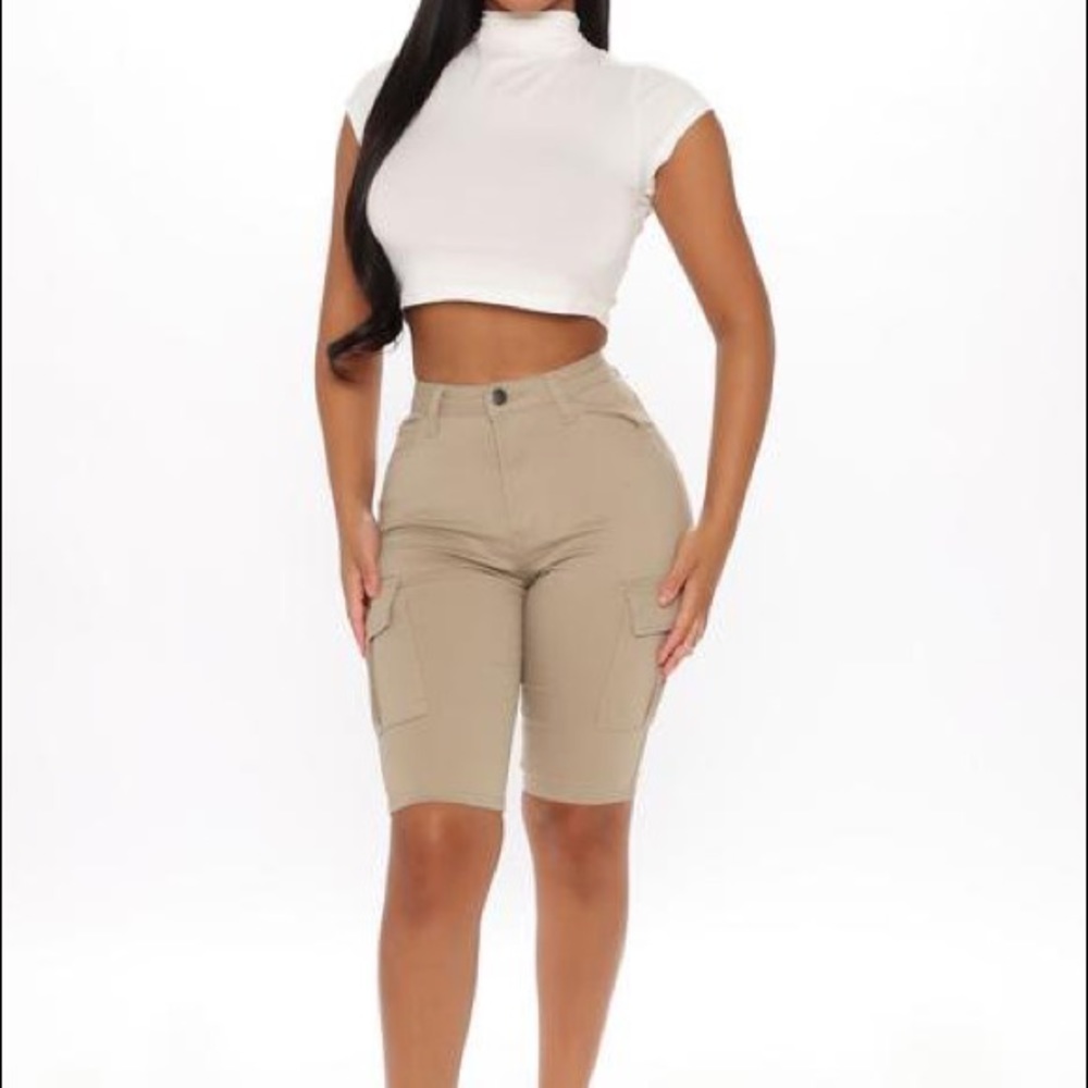 Fashion Nova Khaki Cargo Shorts